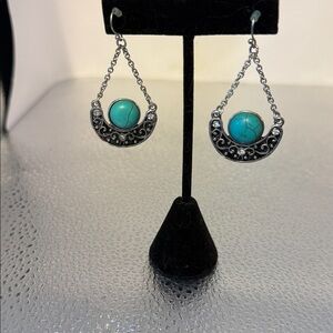 Silver and Turquoise Dangle Earrings​